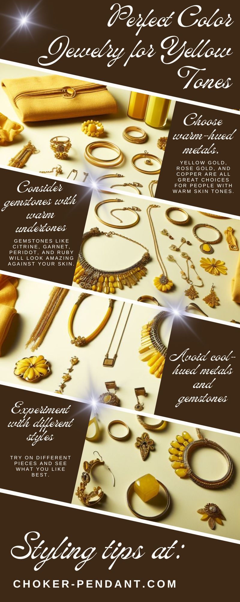 Perfect Color Jewelry for Yellow Tones - infographic